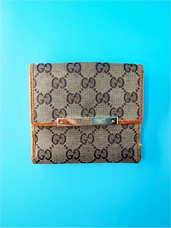 Gucci Handbags - Gucci Compact Monogram Wallet Snap Canvas Silver Hardware Bifold